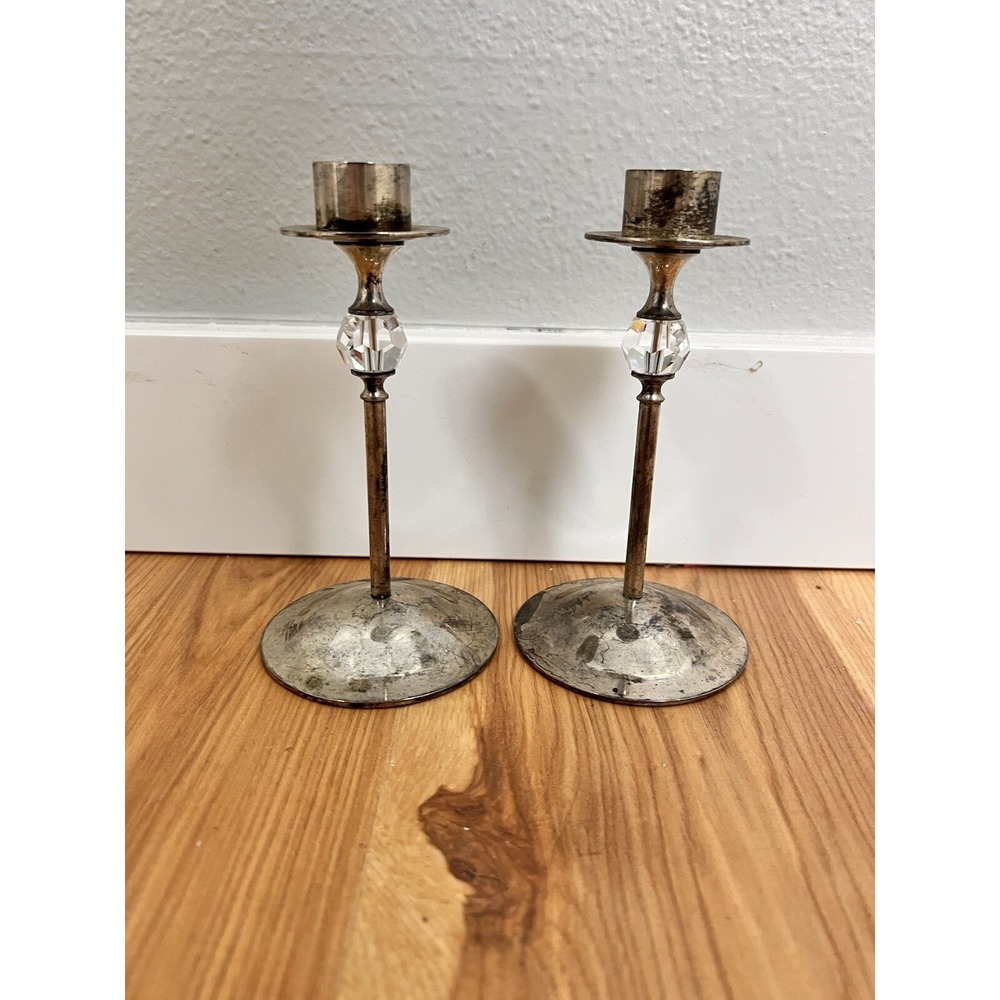 Vintage Pair of Brass (?) Candle Stick Holders 6"